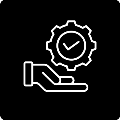 Hand holding a gear icon